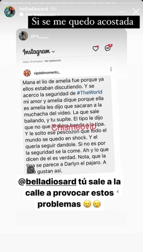 Bella Diosa en Instagram se burla de amelia